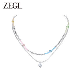 ZEGL设计师冰透小彩串彩色叠戴项链女轻奢小众锁骨链