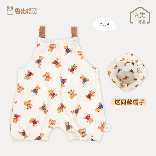 【送同款帽子】男女宝宝夏装吊带包屁衣哈衣婴儿连体衣薄款印花新生儿无袖背心 商品图5