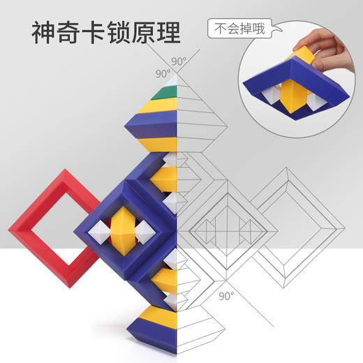 【金字塔叠叠积木 卡锁原理 玩转智慧 不易掉落】纽奇百变金字塔积木  大颗粒益智力拼装叠叠乐玩具 商品图3