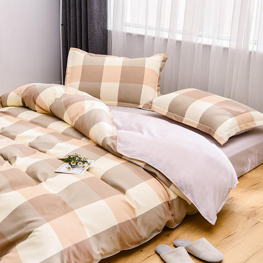 【分仓直发包邮】無印“佳品” 丝竹棉四件套(夏日蓝/咖色方格） 商品图1