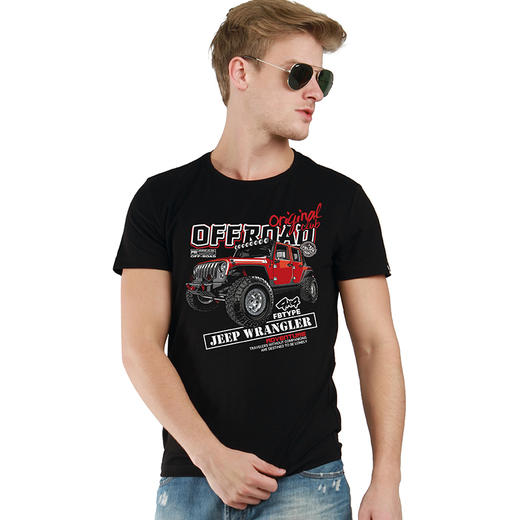 自由基地夏季新款男士牧马人越野车硬派改装图案印花团队队服T恤 NMT-2009 商品图0