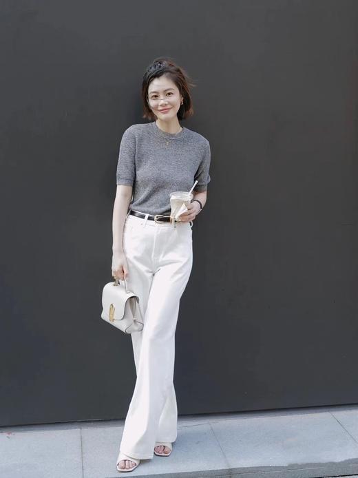 白色阔腿高腰拖地牛仔裤 超好版型 超柔软 商品图8