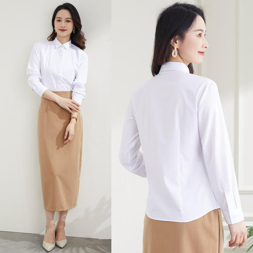 【竹纤维】罗蒙春秋女装长袖衬衫女士时尚有型商务通勤弹力衬衫女 商品图2