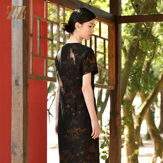 佐尔美夏季新款 国风优雅桑蚕丝真丝连衣裙女E32LS27 商品图4