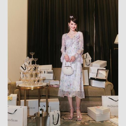 【大货捡漏，不退不换】    【花艺琉璃】气质荷叶边水晶扣两件套式连衣裙2023 商品图4