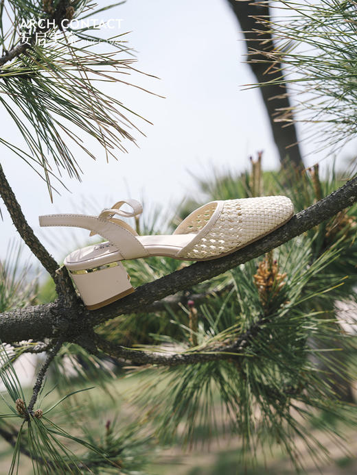 ARCHCONTACT安启美奈夏季新款编织包头镂空凉鞋52152 商品图1