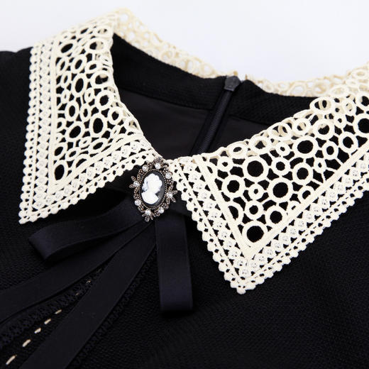 NF8Q2斯尔丽瑟俪商场同款2023新款蕾丝领蝴蝶结荷叶边OL气质连衣裙 商品图4