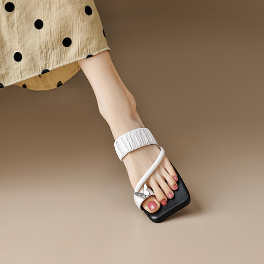 时尚个性，羊皮套趾粗跟凉拖OFSM-OF6771 商品图7