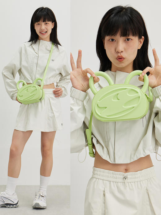 Cryingcenter苹果绿小猫耳朵包3Clogo浮雕版斜挎手提可爱女包哭喊 商品图0