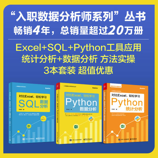 【全3册】《对比Excel，轻松学习Python数据分析》+《对比Excel，轻松学习SQL数据分析》+《对比Excel，轻松学习Python统计分析》 商品图0