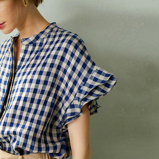 裁缝学苑AQ71 格子上衣夏季新款荷叶边短袖衬衫纸样女装服装打板 商品图4