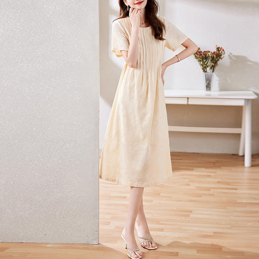 夏季新款，淑女温柔甜美圆领中长款裙子时尚气质纯色连衣裙HR-MEIQIN1921-1 商品图7