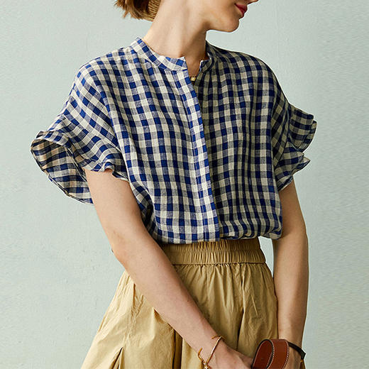 裁缝学苑AQ71 格子上衣夏季新款荷叶边短袖衬衫纸样女装服装打板 商品图3