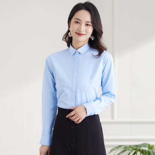【竹纤维】罗蒙春秋女装长袖衬衫女士时尚有型商务通勤弹力衬衫女 商品图5