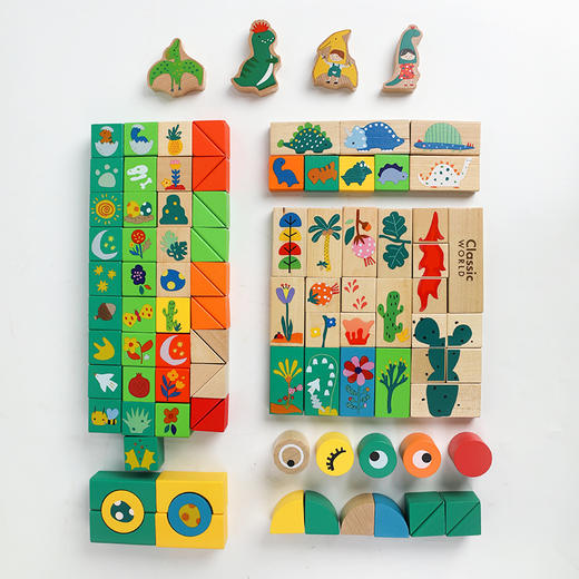 可来赛恐龙世界积木益智拼装1岁+婴幼儿宝宝大颗粒木质桶装玩具 商品图3