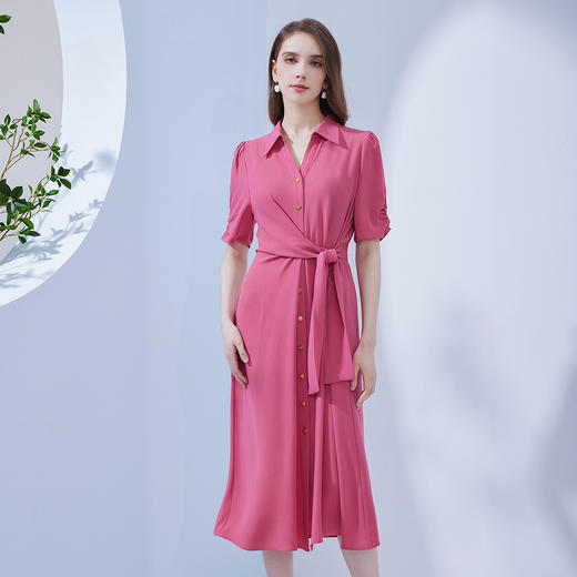 NF8L7斯尔丽瑟俪商场同款2023夏季新款腰部独特设计衬衣式长款连衣裙 商品图0