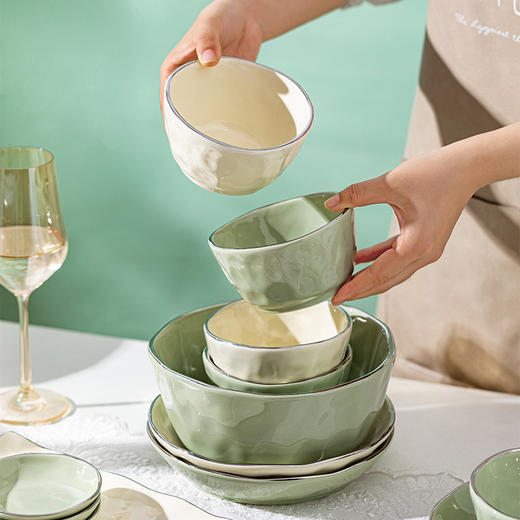 摩登主妇和光之镜陶瓷碗盘餐具家用面碗汤碗ins奶油风盘子米饭碗 商品图1