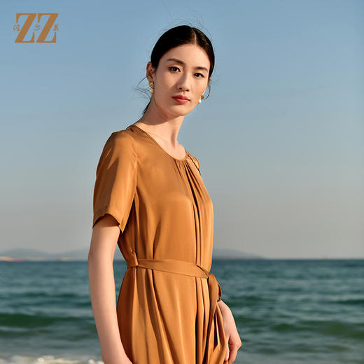 佐尔美夏季新款 经典优雅系腰带桑蚕丝真丝连衣裙女E32LS19 商品图3