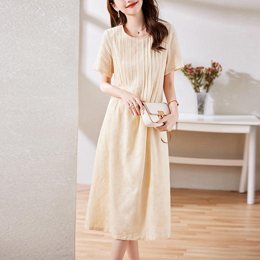 夏季新款，淑女温柔甜美圆领中长款裙子时尚气质纯色连衣裙HR-MEIQIN1921-1 商品图5