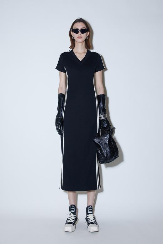V领趴条修身连衣裙 商品图0