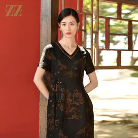 佐尔美夏季新款 国风优雅桑蚕丝真丝连衣裙女E32LS27
