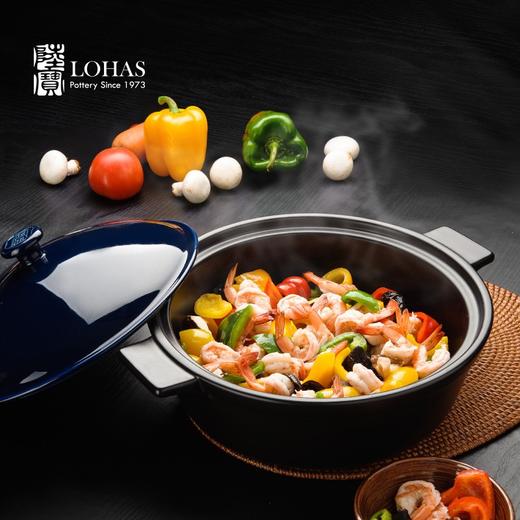 陆宝陶瓷锅砂锅焖饭煲汤锅家用乐彩平底方耳煎炒锅 4L 商品图3