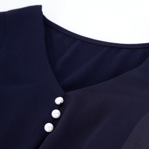 NF8K9斯尔丽瑟俪2023夏季新款撞色拼接不规则双层裙摆收腰显瘦连衣裙 商品图4