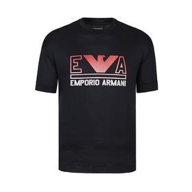 阿玛尼 EMPORIO ARMANI 男士EA大字母logo圆领渐变针绣短袖t恤 11502