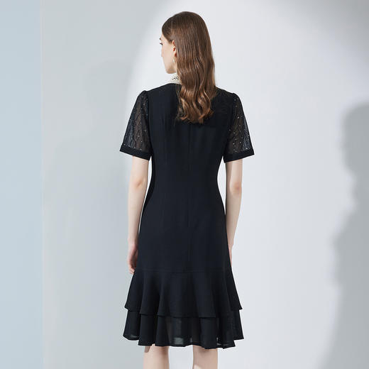 NF8Q2斯尔丽瑟俪商场同款2023新款蕾丝领蝴蝶结荷叶边OL气质连衣裙 商品图1