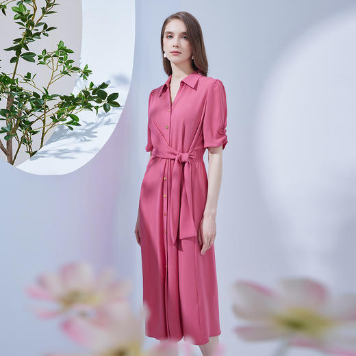 NF8L7斯尔丽瑟俪商场同款2023夏季新款腰部独特设计衬衣式长款连衣裙 商品图2