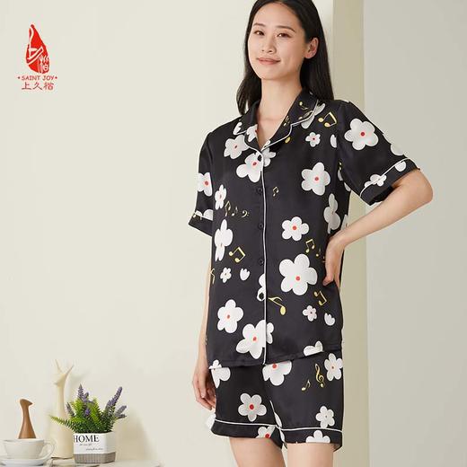 SAINTJOY/上久楷女式黑色印花短袖睡衣套装  JWS21009 商品图4