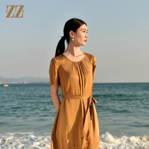 佐尔美夏季新款 经典优雅系腰带桑蚕丝真丝连衣裙女E32LS19 商品图1