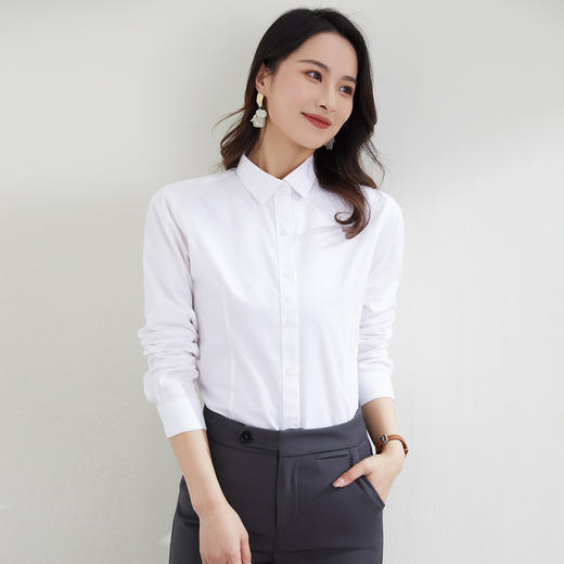 【60棉】罗蒙春秋长袖衬衫女士商务简约通勤干练大方棉质衬衫女 商品图5