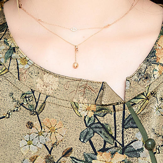 QYMKED-X369-Y，圆领复古印花连衣裙时尚新款妈妈装夏天短袖裙宽松中长款A字裙 商品图3