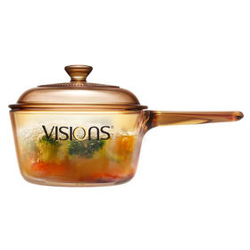 康宁（VISIONS）晶彩1.5L单柄奶锅汤锅炖锅琥珀玻璃锅