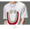 PINLI品立2023夏季新款男士落肩烫钻笑脸圆领短袖T恤BG231111084 商品缩略图10