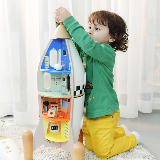 可来赛木制火箭基地早教益智大型多功能方针火箭基地组合过家家男女孩玩具 商品图1