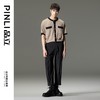 PINLI品立夏季新款撞色小香风圆领衬衫男士短袖休闲针织衬衣B232113061 商品缩略图3