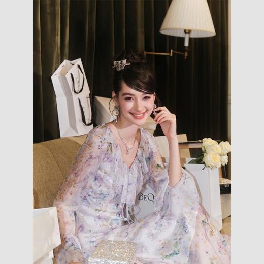 【大货捡漏，不退不换】    【花艺琉璃】气质荷叶边水晶扣两件套式连衣裙2023 商品图2