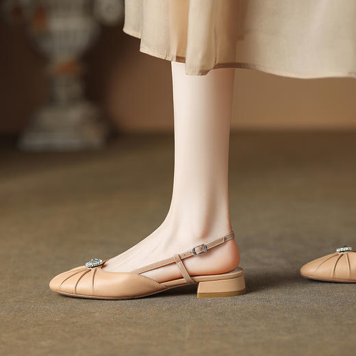 复古轻奢，轻便简约羊皮包头低跟凉鞋QQJ-JZ-788F 商品图5