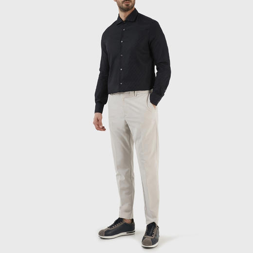 EMPORIO ARMANI 阿玛尼 男士棉质花纹印花长袖衬衫 深蓝色 3R1C86 1K0DZ F9A8 商品图3
