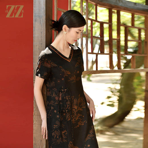 佐尔美夏季新款 国风优雅桑蚕丝真丝连衣裙女E32LS27 商品图2