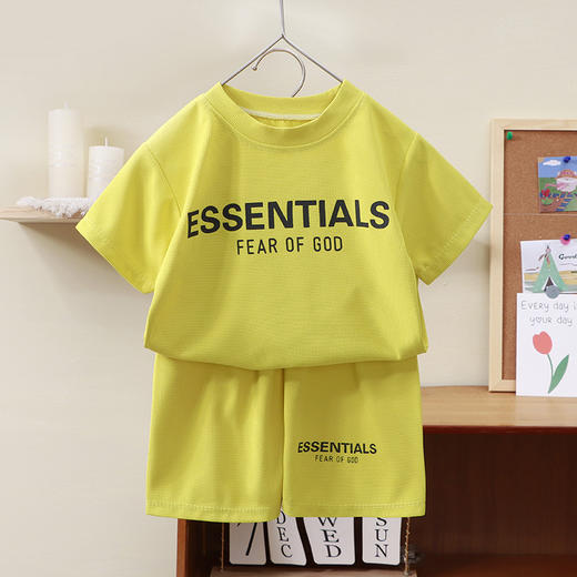 【时尚运动风！夏季华夫格儿童短袖套装】吸汗透气柔软亲肤贴身穿着舒适面料，男童女童韩版休闲字母夏装中大童童装 商品图5