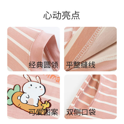 爱帝女士睡裙纯棉夏季薄款条纹家居裙 商品图3