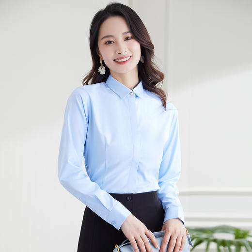 【竹纤维】罗蒙春秋女装长袖衬衫女士时尚有型商务通勤弹力衬衫女 商品图6