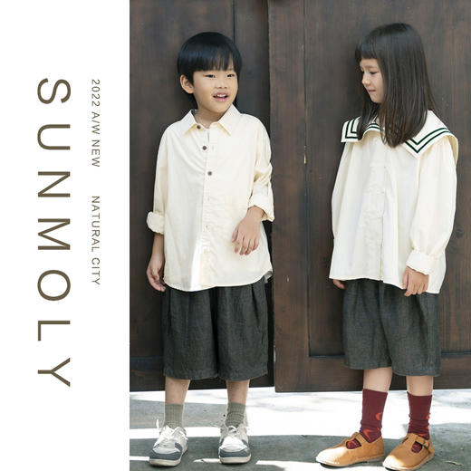 三茉童装/M178/纯棉洋气时髦方领学院风女童衬衫 商品图2