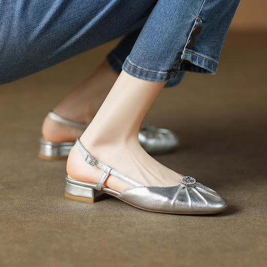 复古轻奢，轻便简约羊皮包头低跟凉鞋QQJ-JZ-788F 商品图2