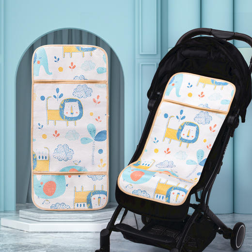 【冰凉一夏！婴儿推车凉席】冰丝材质，凉而不冰，柔软亲肤，吸湿透气，细腻光滑无毛刺，儿童推车凉席卡通夏季伞车竹席垫婴儿车凉席六一儿童节礼物优选-QQ 商品图0