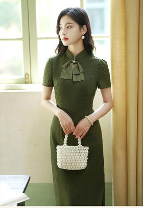 爆款推荐# 经典长青款『苏然』蝴蝶结蕾丝麦穗旗袍连衣裙，穿着自在舒适的文艺气质连衣裙！