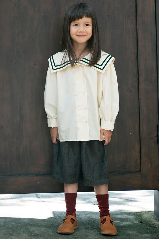 三茉童装/M178/纯棉洋气时髦方领学院风女童衬衫 商品图5